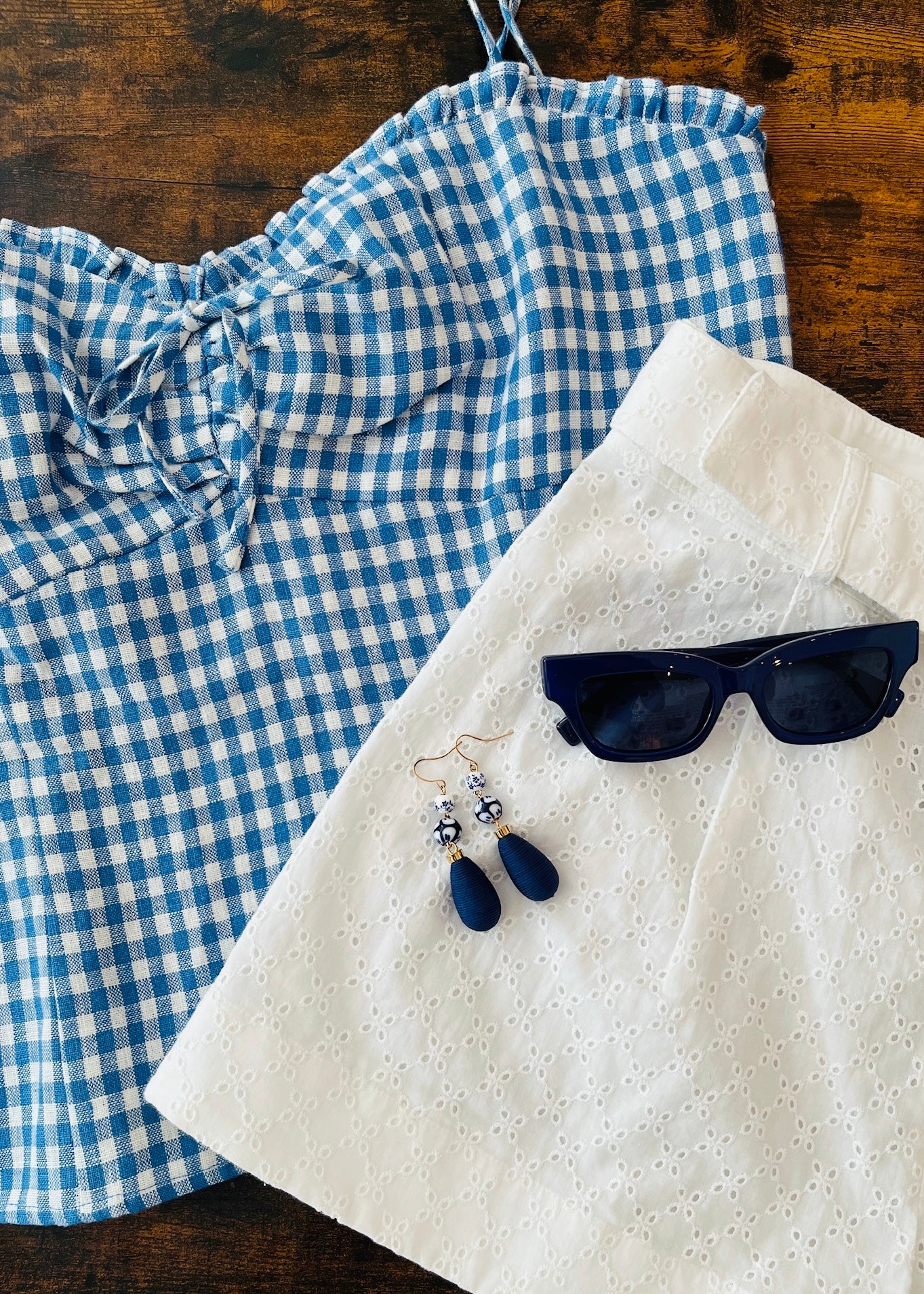 Reformation 'Larry' Linen Smocked Gingham Cami