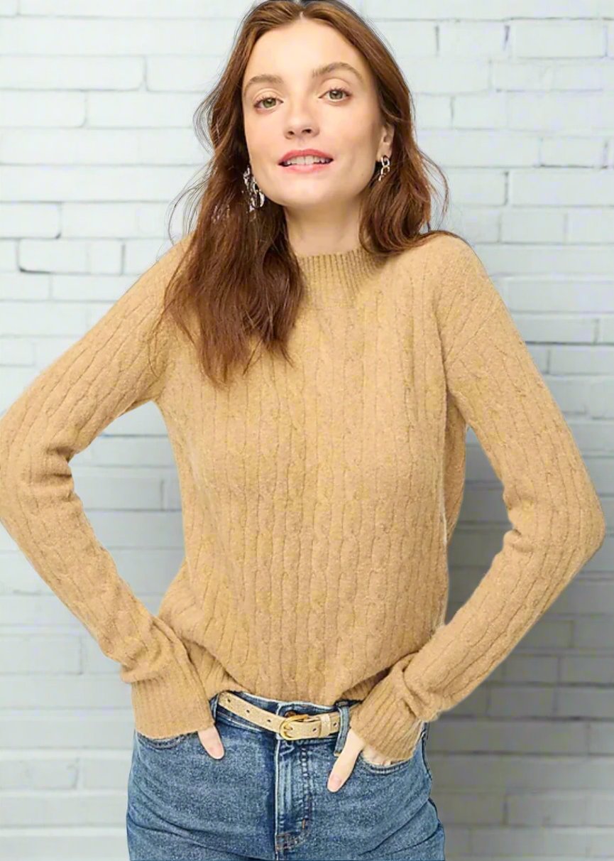 J. Crew Cable-Knit Mockneck Ultra Soft Sweater