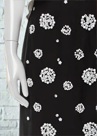 Tibi Black/White Popover Beaded Open-Back Tiered Sheath