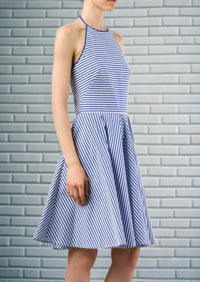 Michael Kors Collection Striped Poplin Halter Dress