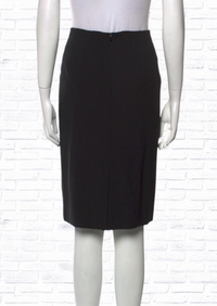 Piazza Sempione Classic Black Lightweight Wool Pencil Skirt