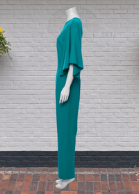 Black Halo Scoop Neck Jewel Green Jumpsuit
