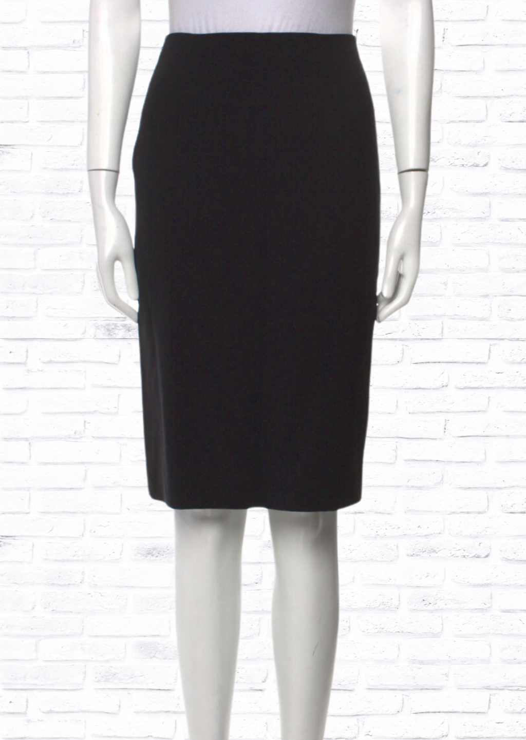 Piazza Sempione Classic Black Lightweight Wool Pencil Skirt
