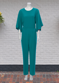 Black Halo Scoop Neck Jewel Green Jumpsuit