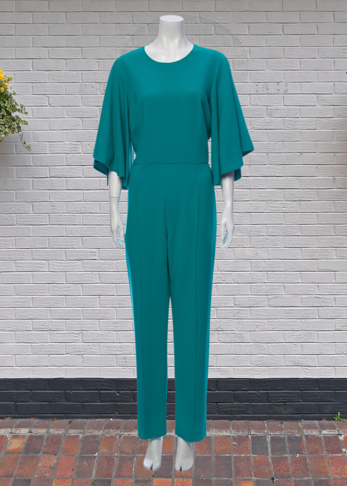 Black Halo Scoop Neck Jewel Green Jumpsuit