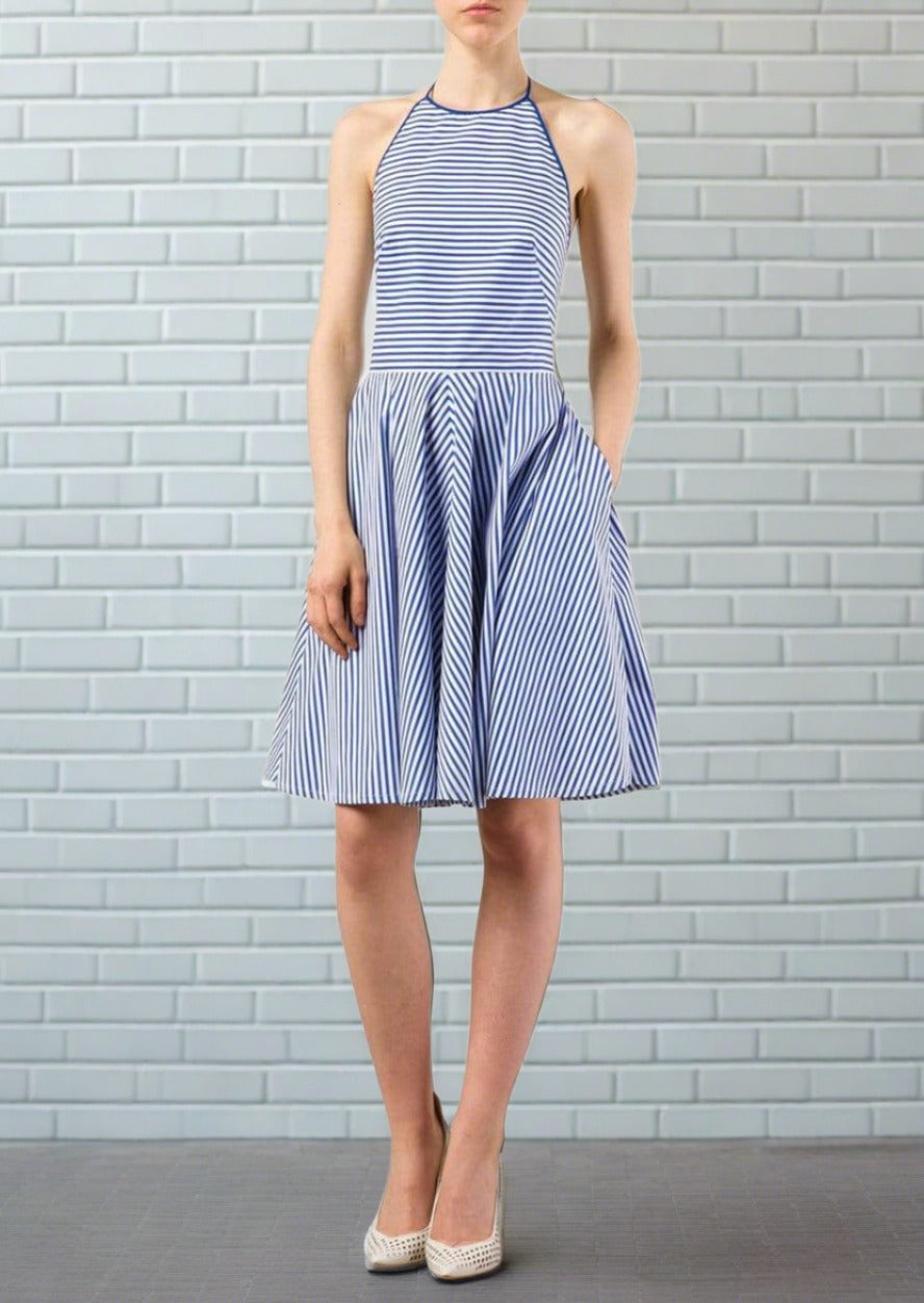Michael Kors Collection Striped Poplin Halter Dress
