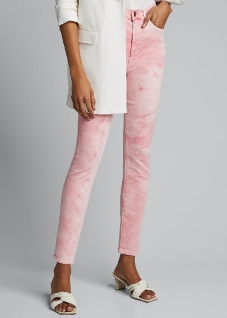 Alice + Olivia Pink Tie-Dye High-Rise Skinny Leg Denim Jeans