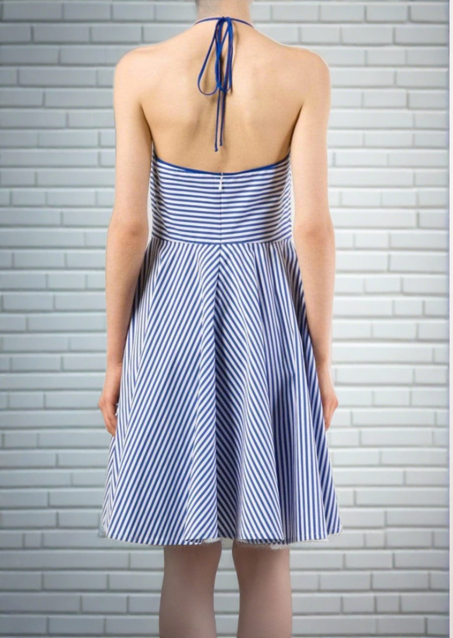 Michael Kors Collection Striped Poplin Halter Dress