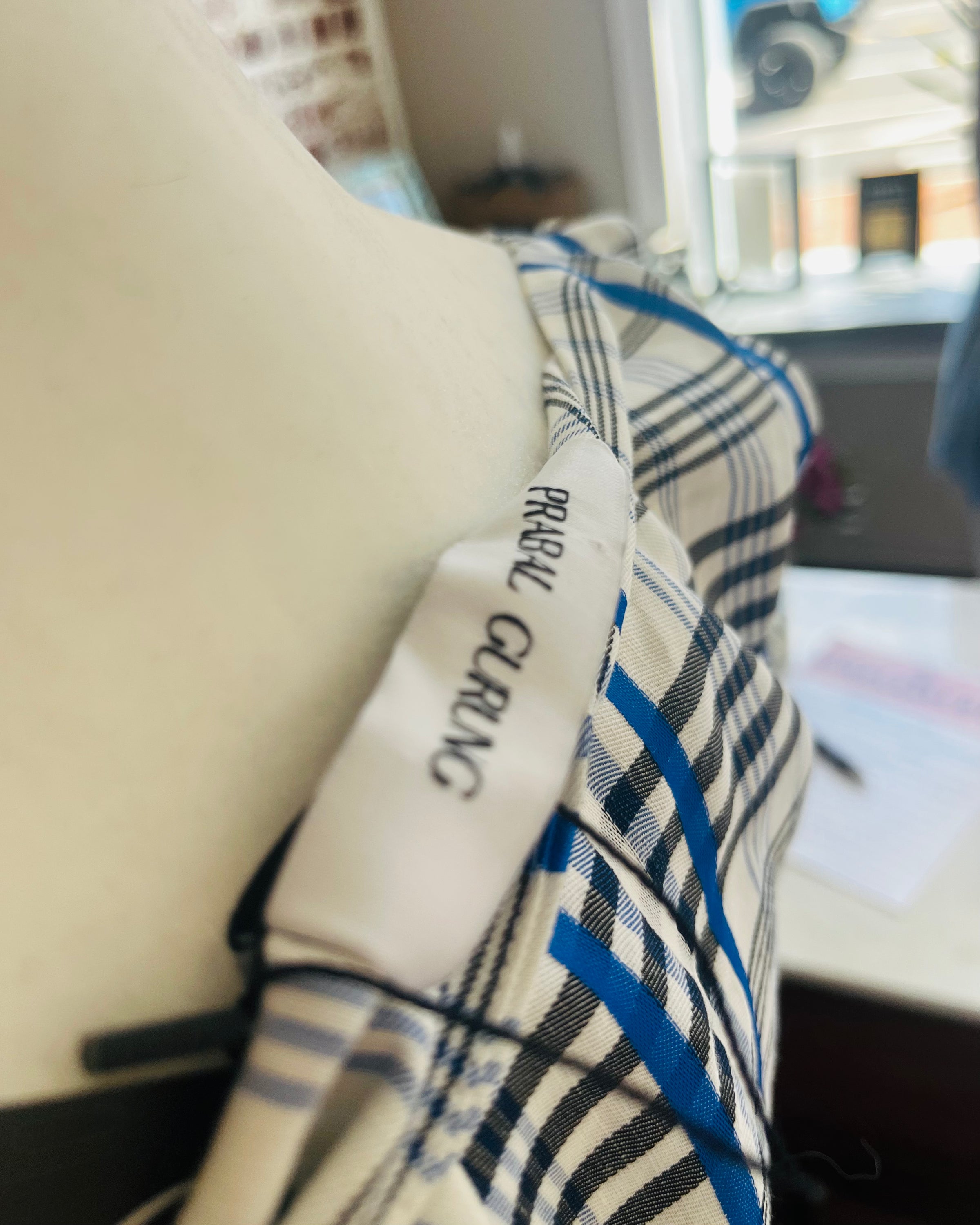 Prabal Gurung Plaid Print Peplum Top