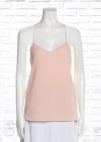 Tibi Laser-Cut Racerback Top in Blush