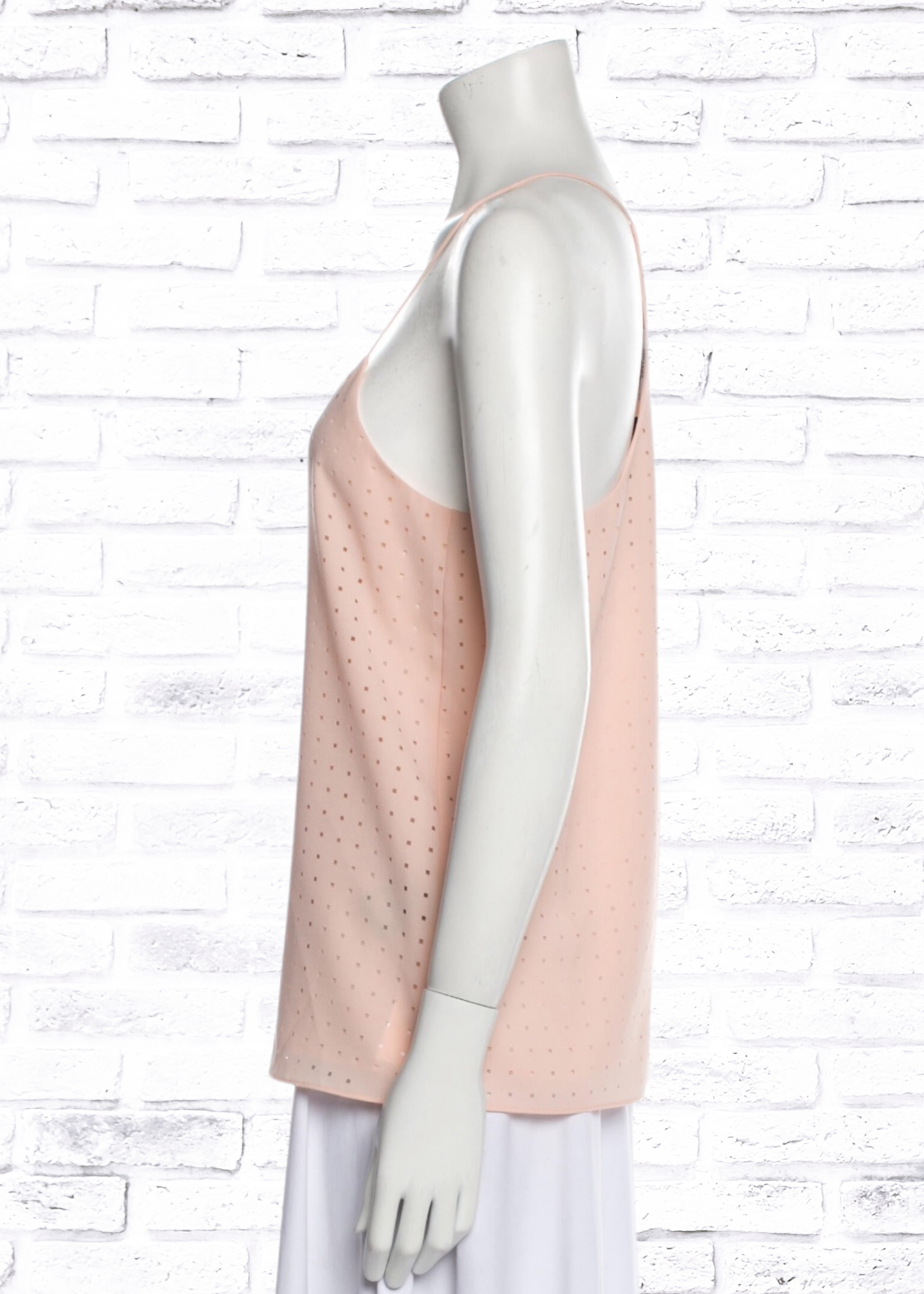 Tibi Laser-Cut Racerback Top in Blush