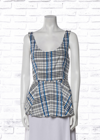 Prabal Gurung Plaid Print Peplum Top