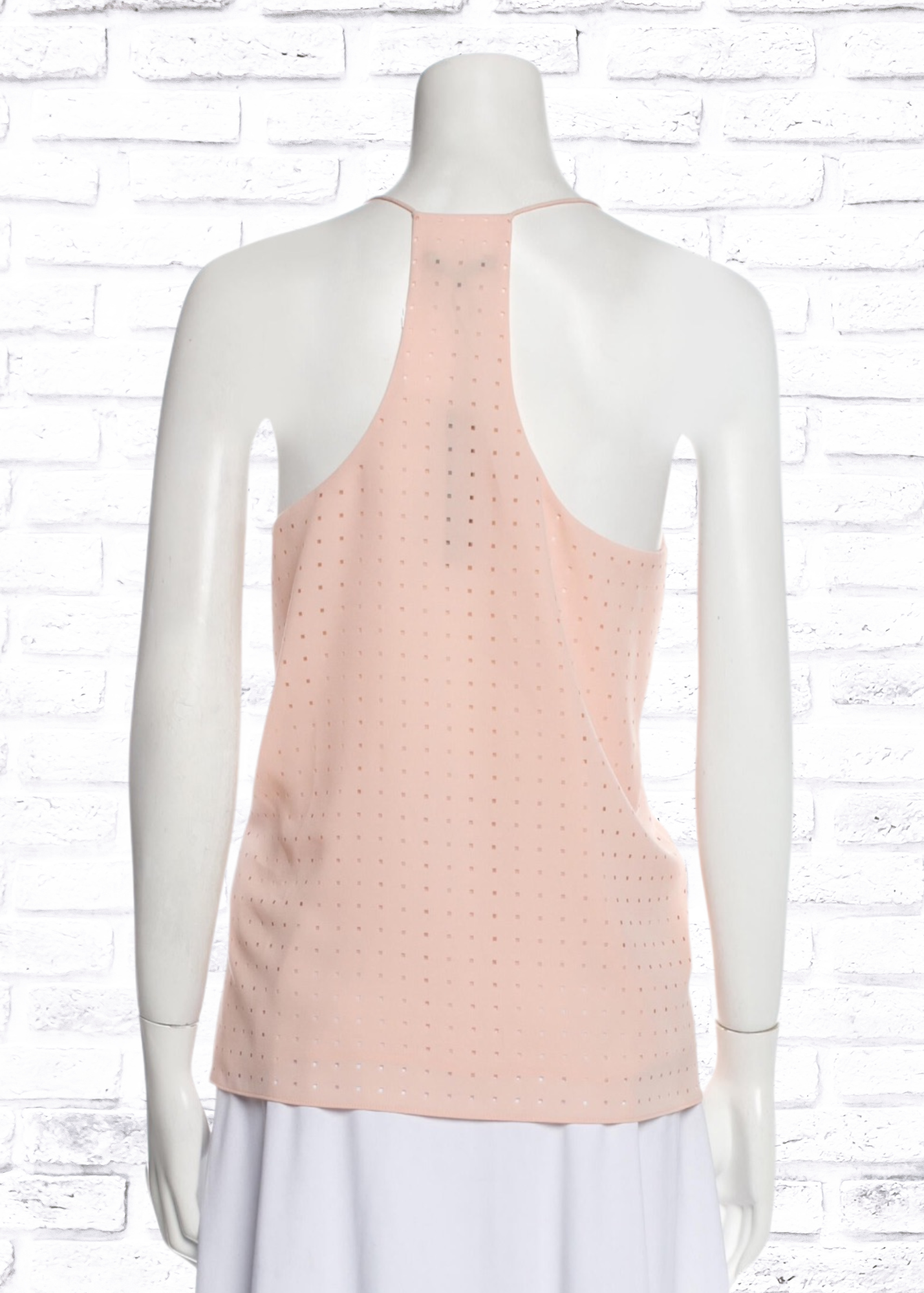 Tibi Laser-Cut Racerback Top in Blush