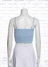 Sofia Irina Shirred Carolina Blue Crop Top