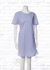 Tibi Blue Striped Cotton Mini Tent Dress