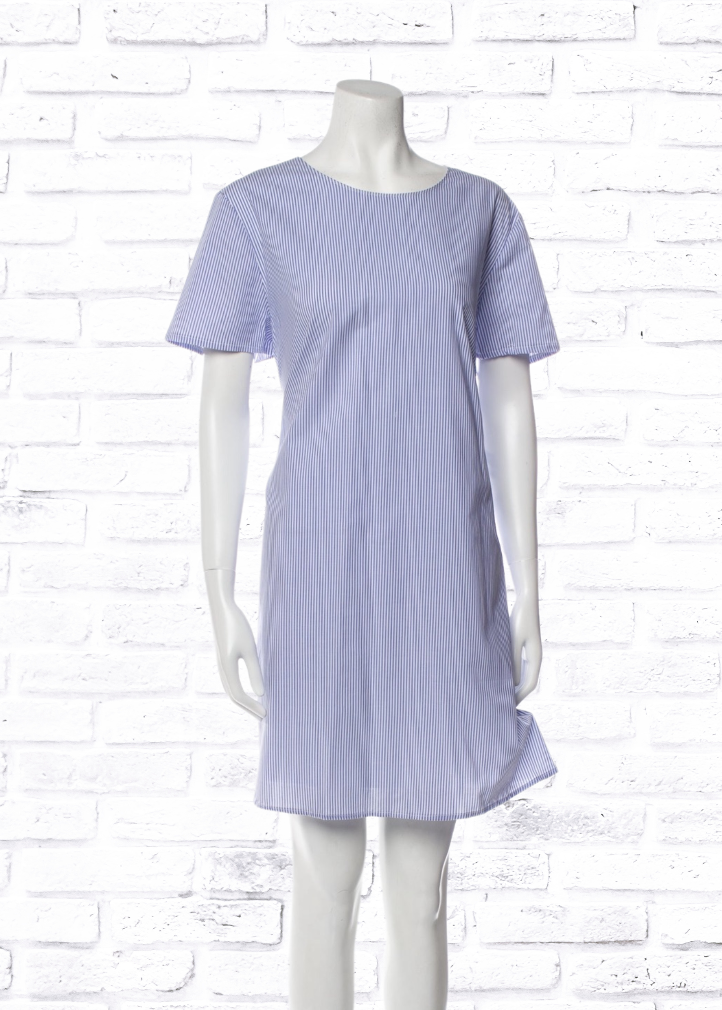 Tibi Blue Striped Cotton Mini Tent Dress