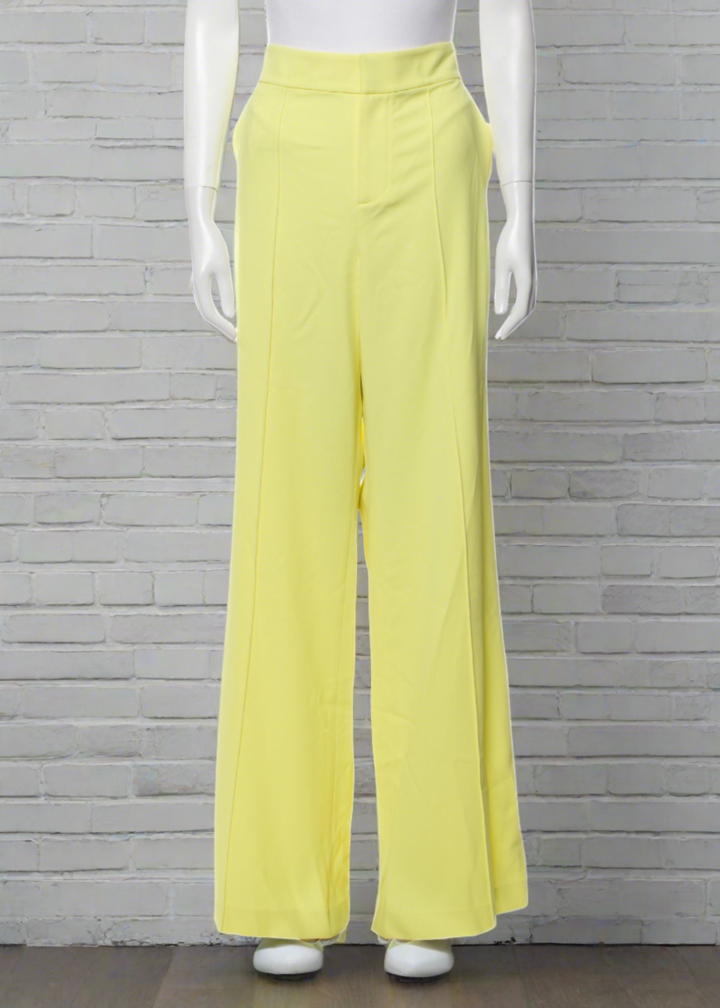 Alice + Olivia 'Deanna' High-Waisted Pants in Lemon Sorbet