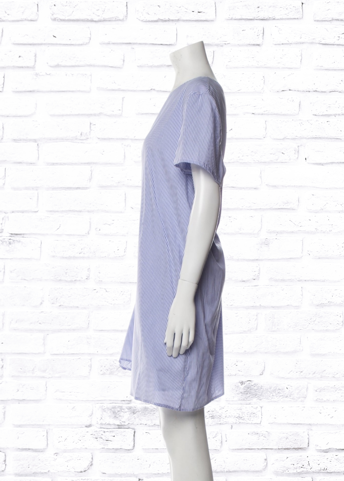 Tibi Blue Striped Cotton Mini Tent Dress