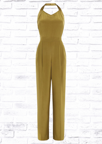 Rag & Bone 'Scarlet' Silk Army Green Halter Jumpsuit