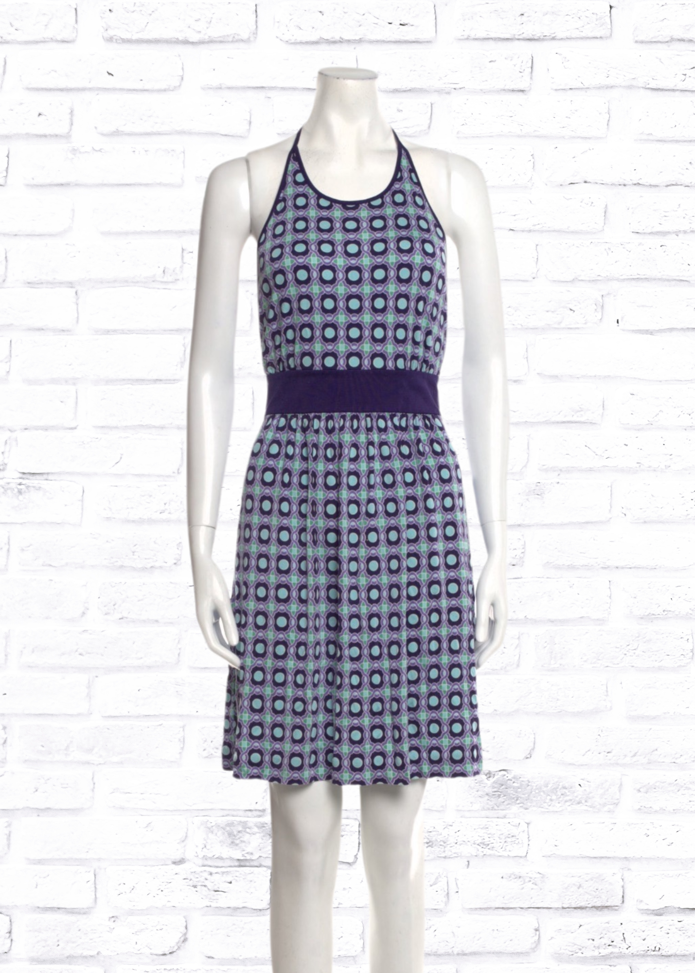 Tory Burch Silk Geometric Printed Halter Dress