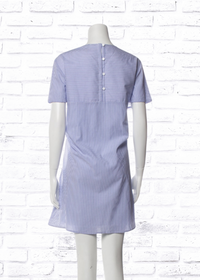 Tibi Blue Striped Cotton Mini Tent Dress