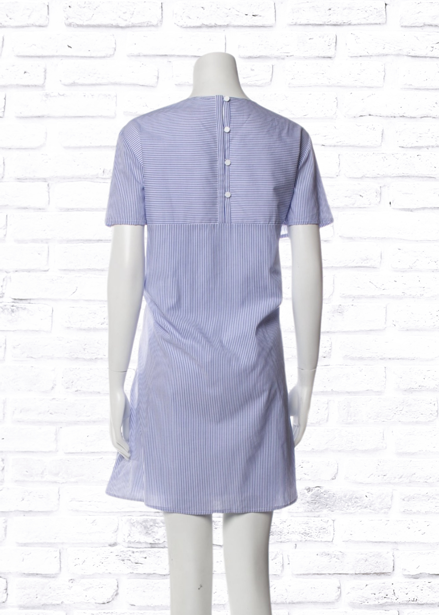 Tibi Blue Striped Cotton Mini Tent Dress