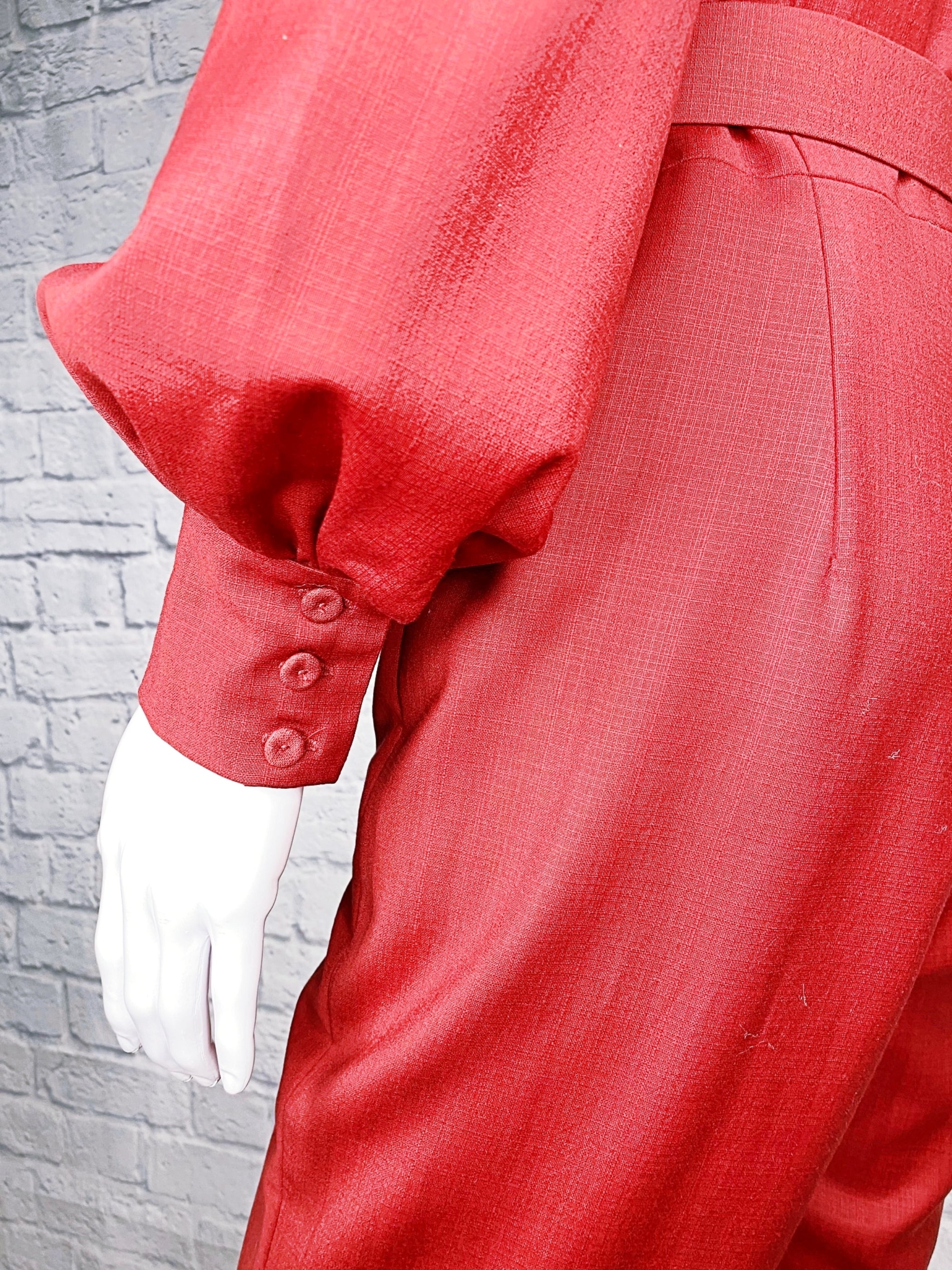 Emilia Wickstead Virgin Wool Burgundy Belted Jumpsuit