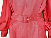 Emilia Wickstead Virgin Wool Burgundy Belted Jumpsuit