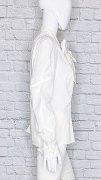 Carolina Herrera Vintage Bow-Accented Button Up Blouse