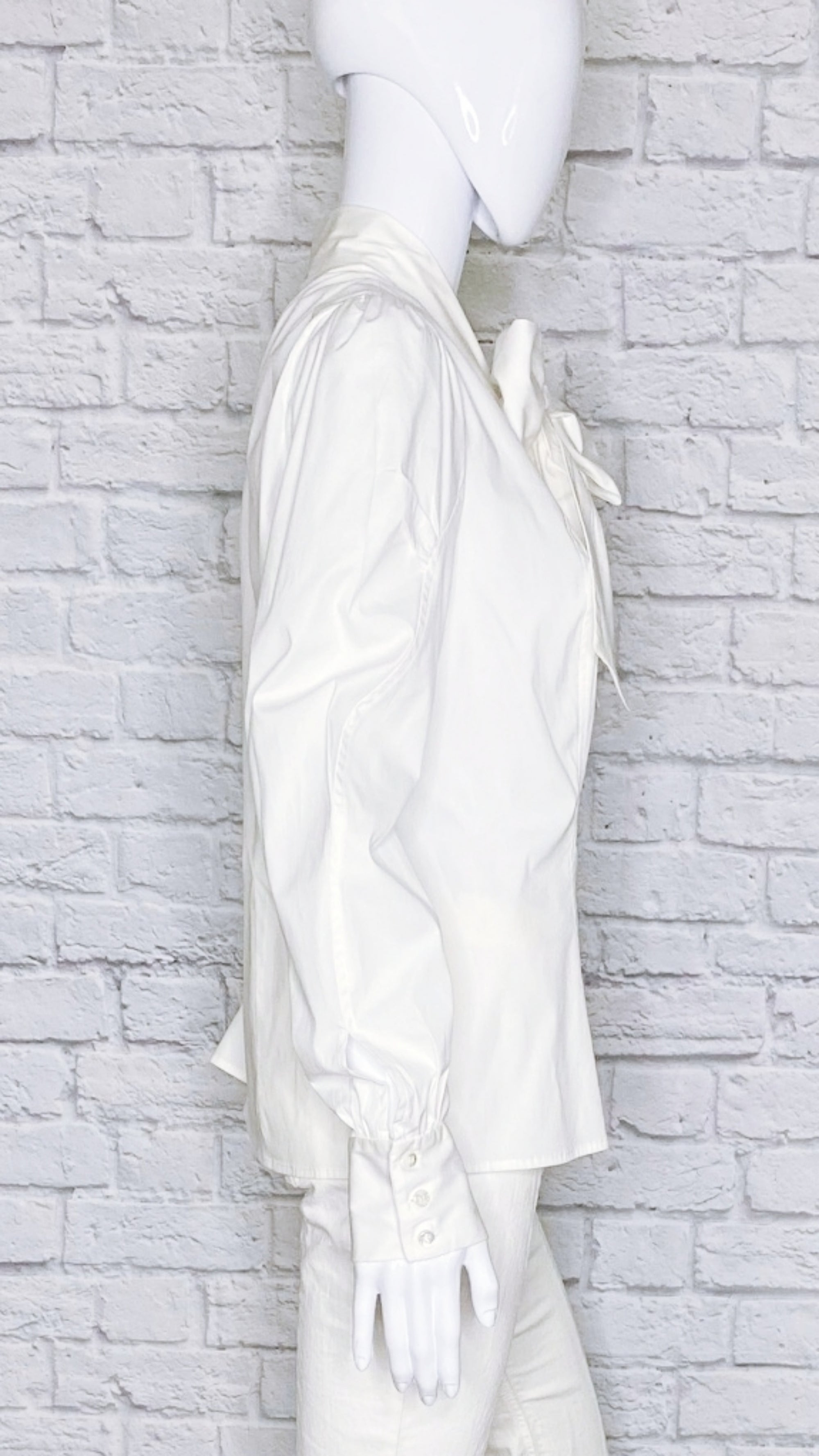 Carolina Herrera Vintage Bow-Accented Button Up Blouse