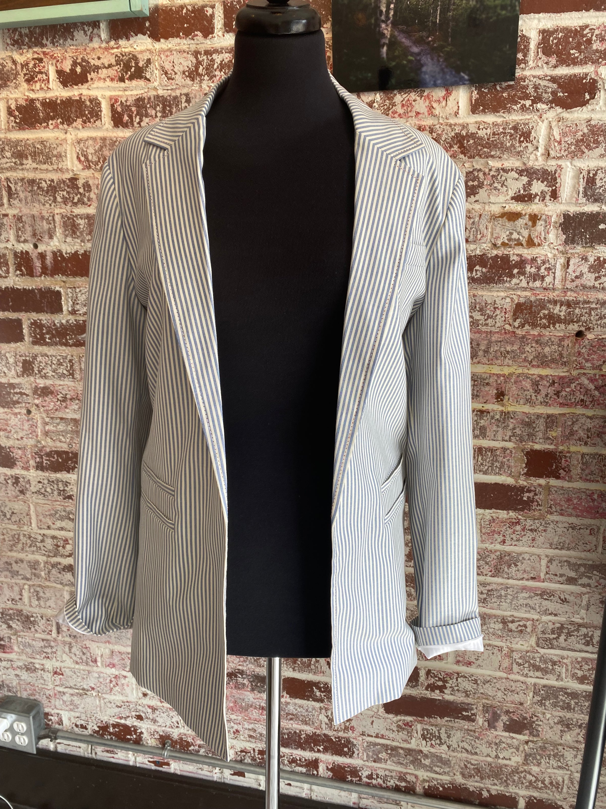 Piazza Sempione 'Giacca Panna' Striped Lightweight Virgin Wool Blazer