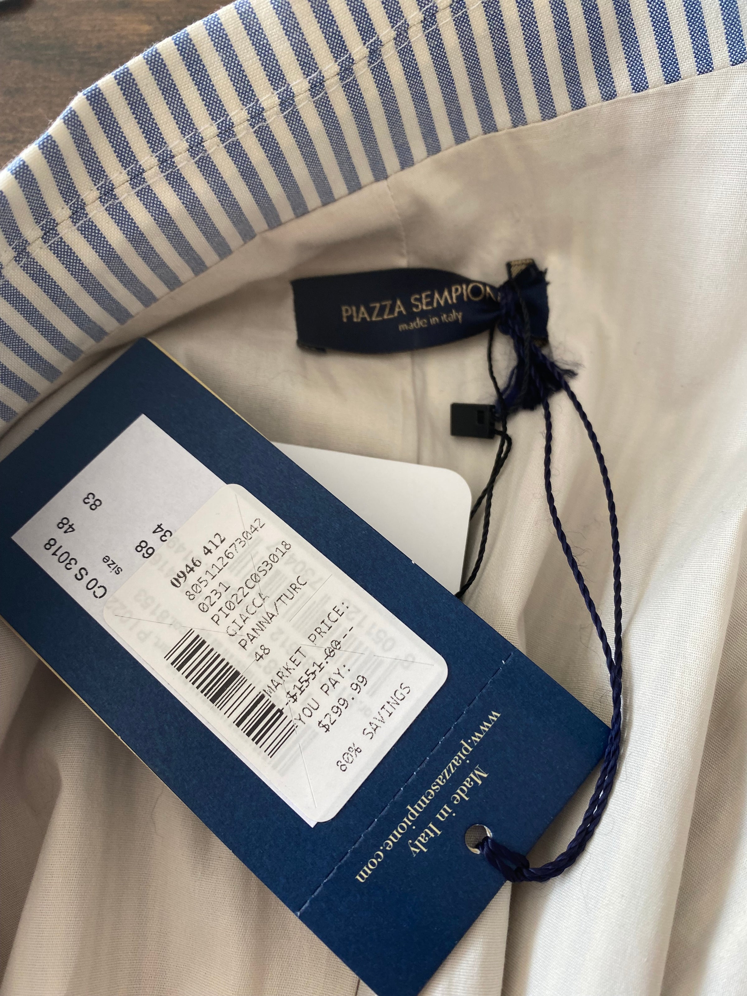 Piazza Sempione 'Giacca Panna' Striped Lightweight Virgin Wool Blazer