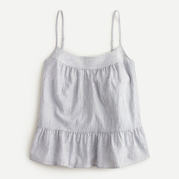 J. Crew Striped Crinkle Cotton Tank Top