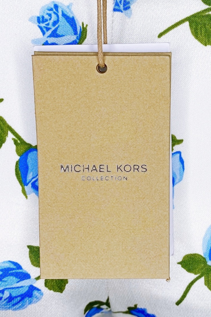 Michael Kors Collection Scattered Rose-Print Duchess Satin Crop Pants