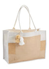 MudPie 'Jute' Tassel Burlap Oversized Tote