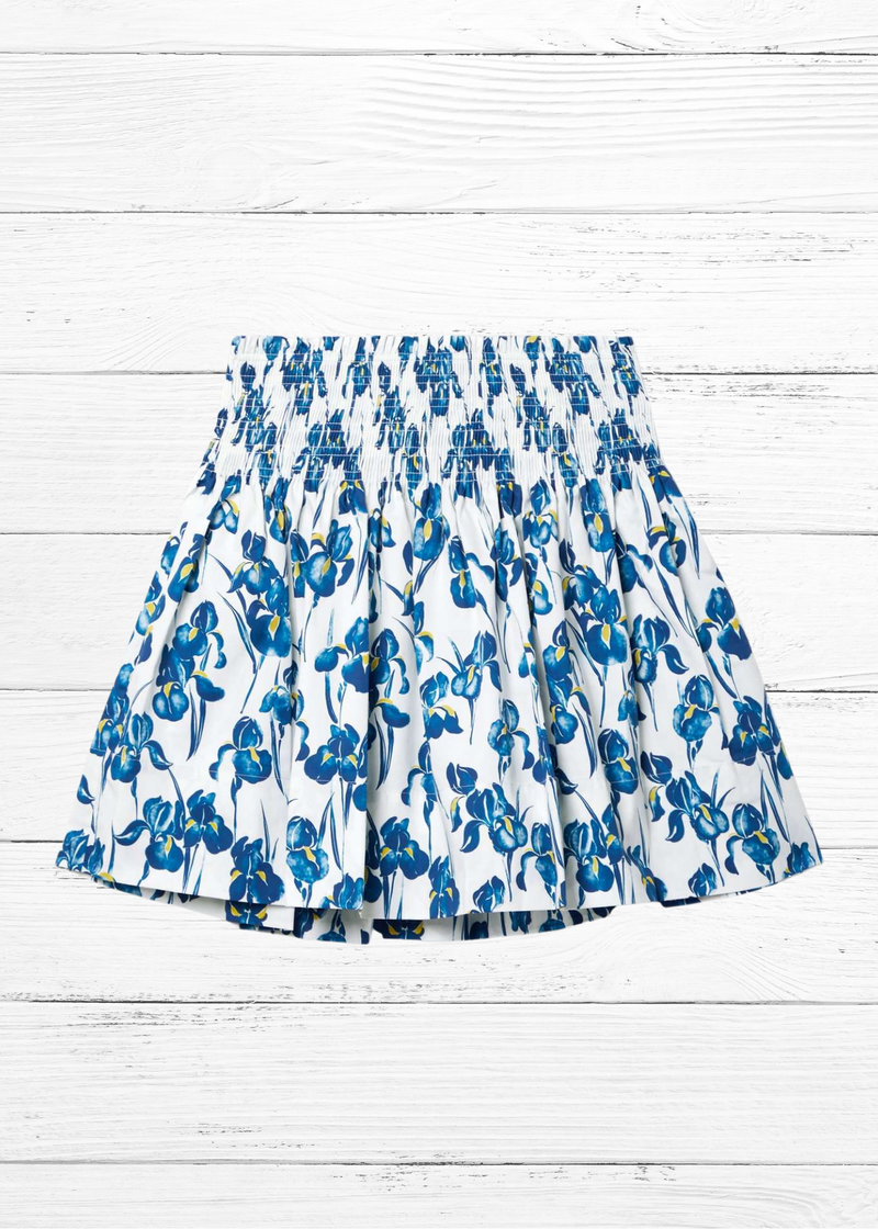 Jason Wu Iris Print Cotton Mini Shirt with Smocked Waist