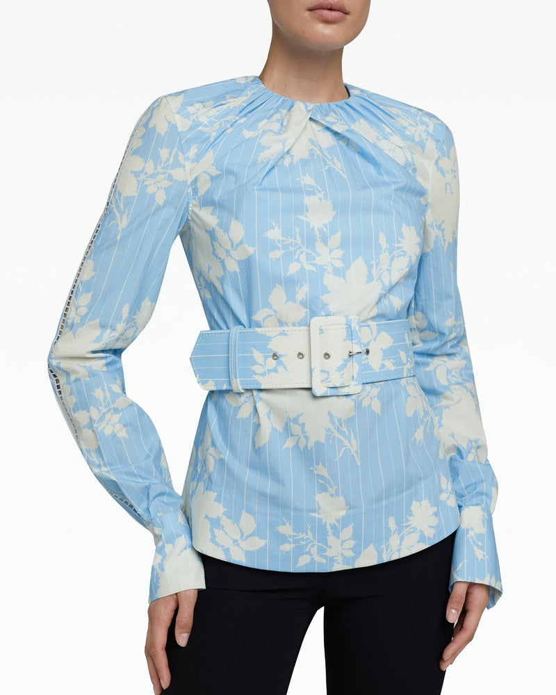 Safiyaa 'Madeline' Floral Rose Cotton Belted Blouse