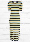 Jason Wu Striped Viscose Knit Short Sleeve Midi Dress