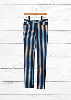 Tory Burch Skinny Blue/Denim Striped Jeans