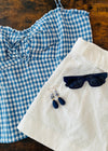 Reformation 'Larry' Linen Smocked Gingham Cami