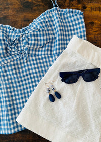 Reformation 'Larry' Linen Smocked Gingham Cami