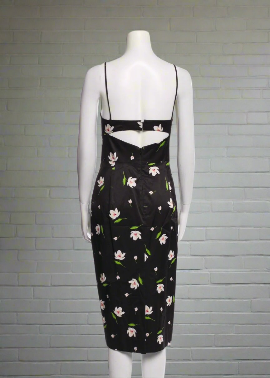 Milly 'Uma' Floral Spaghetti-Strap Midi Sheath Dress