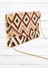 Neutral Beaded Tribal Clutch (w/ Gold-tone Chain)