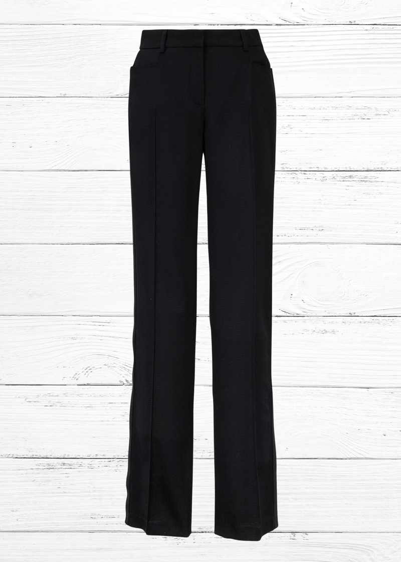 Akris Punto 'Mikka' Black Side-Stripe Wool Wide-Leg Trousers