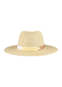 Jessica Simpson Straw Panama Hat with Embroidery Band
