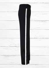 Akris Punto 'Mikka' Black Side-Stripe Wool Wide-Leg Trousers