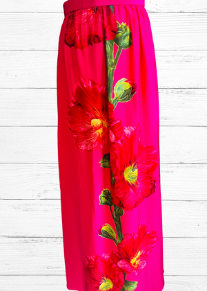 Bill Blass Vintage Pink Floral Midi Skirt
