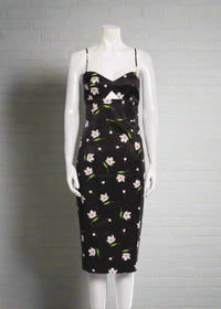 Milly 'Uma' Floral Spaghetti-Strap Midi Sheath Dress