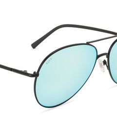 DIFF Knox Black and Blue Mirror Aviator Sunglasses