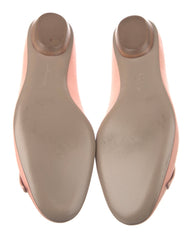 Salvatore Ferragamo Pink Leather Ballet Flats with Burlap Bow
